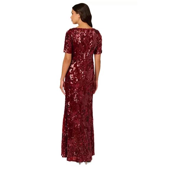 NWT Adrianna Papell Women's Square-Neck Sequin Gown Event Glam Glitz Sparkle 2 - Picture 2 of 8